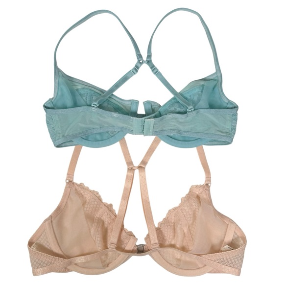 Free People Intimately Size 32C 2 Piece Bra Bundle Pink & Blue - Picture 2 of 5